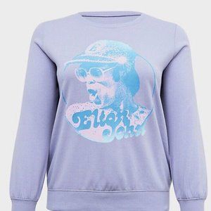 Torrid Elton John Lavender Purple Fleece Sweatshirt